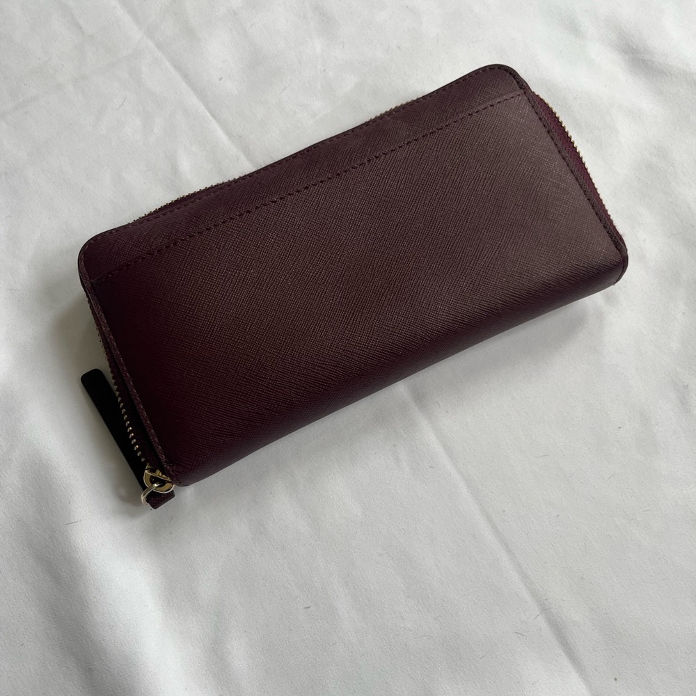 Kate Spade Burgundy Saffiano Leather Zip Around Wallet - Picture 7 of 7